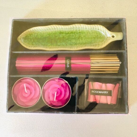 NIB: Incense & Candle Gift Set - Lotus & Rosemary‎ - Picture 2 of 5